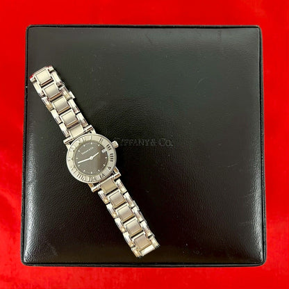 Tiffany & Co with Case Atlas Stainless Steel Wristwatch Silver Watch
