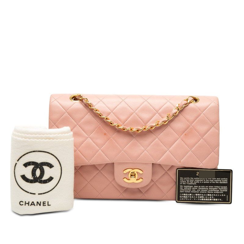 Chanel CC Logo Quilted Chain Shoulder Bag Pink Lambskin — view 7