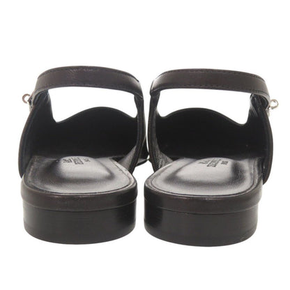 Hermes Lovely Kelly Buckle Nappa Leather Black Flat Shoes Pumps 37 — view 4