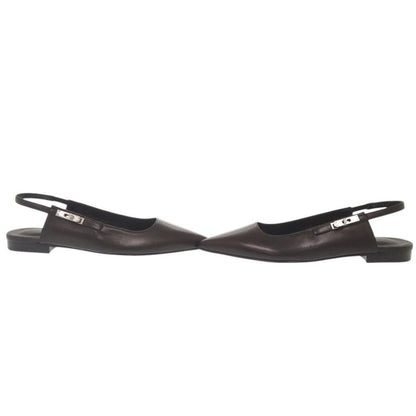 Hermes Lovely Kelly Buckle Nappa Leather Black Flat Shoes Pumps 37 — view 7