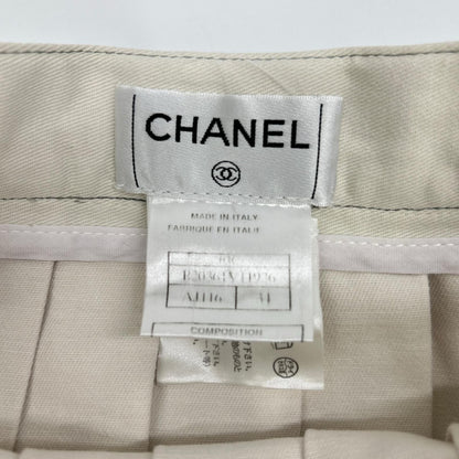 Chanel Coco Button Cotton Pleated Skirt 34 — view 3