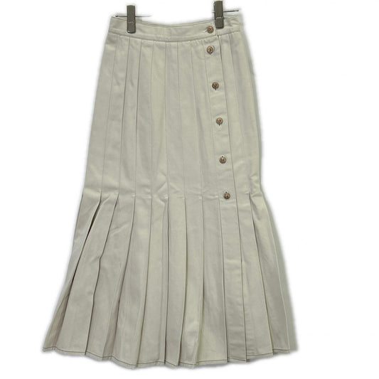 Chanel Coco Button Cotton Pleated Skirt 34