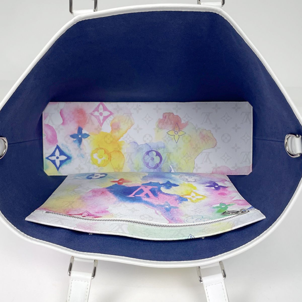 Louis Vuitton Weekend Tote Bag GM Monogram Water Color Multicolor White — view 8