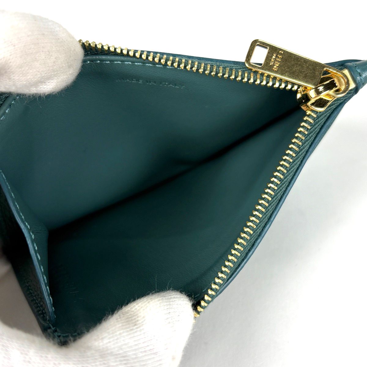 Celine Zip Card Holder Leather Green — view 5