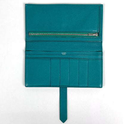 Hermes Bearn Soufflet Wallet Chevre Malachite — view 8