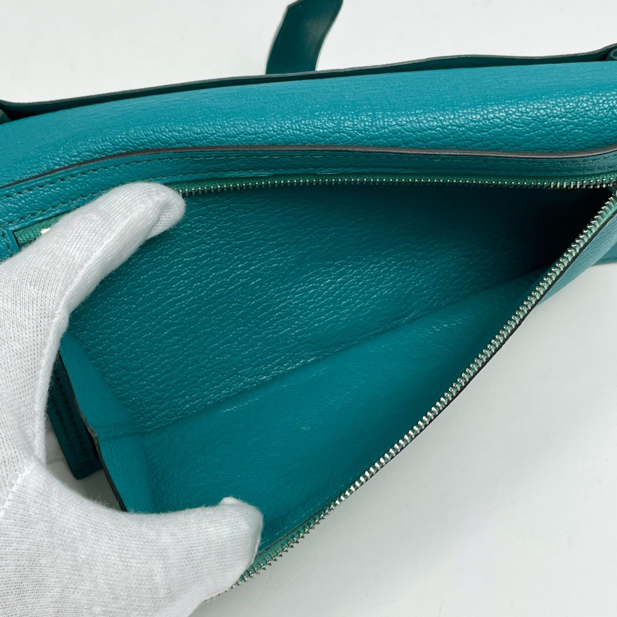 Hermes Bearn Soufflet Wallet Chevre Malachite — view 7