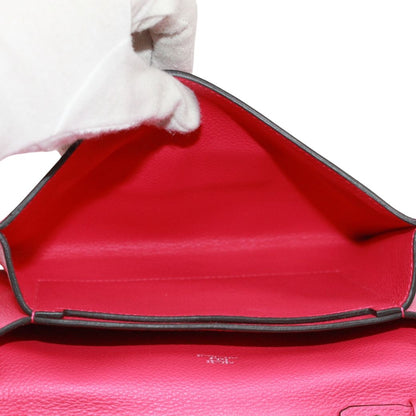 Hermes Passan Shoulder Bag Leather Pink Brown Blue Clutch Silver — view 7