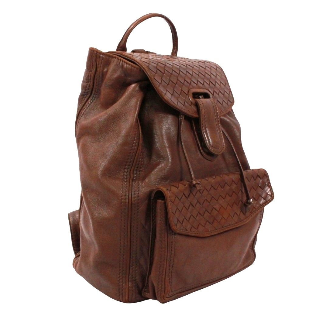 Bottega Veneta Intrecciato Backpack Leather Brown Gold — view 2