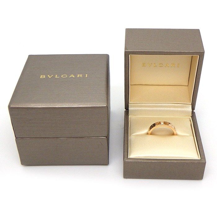 Bvlgari Ring B.Zero1 Essential Band Logo Double Point Diamond 18K Pink Gold — view 7