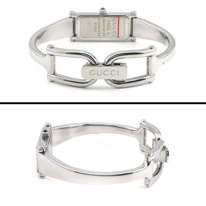 Gucci Watch Bracelet Horsebit Rectangular Sunray Gray Dial SS Quartz Analog — view 3
