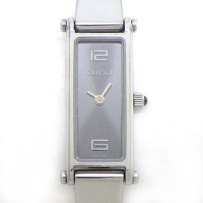 Gucci Watch Bracelet Horsebit Rectangular Sunray Gray Dial SS Quartz Analog