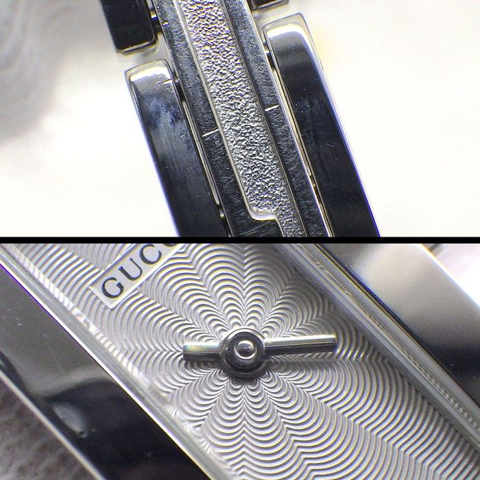 Gucci Watch Bangle Rectangular Silver Guilloche Dial SS Quartz Analog — view 7