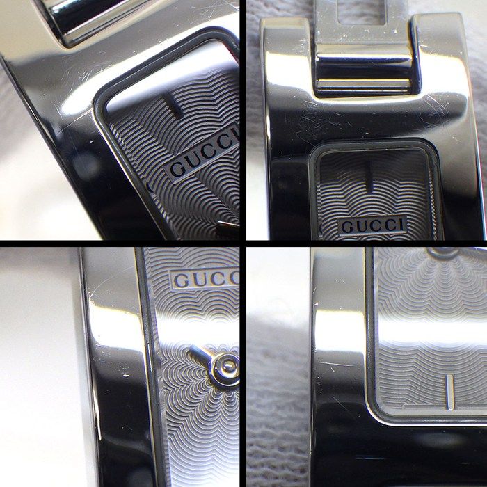 Gucci Watch Bangle Rectangular Silver Guilloche Dial SS Quartz Analog — view 6