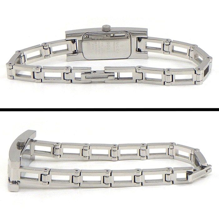 Gucci Watch Bangle Rectangular Silver Guilloche Dial SS Quartz Analog — view 3