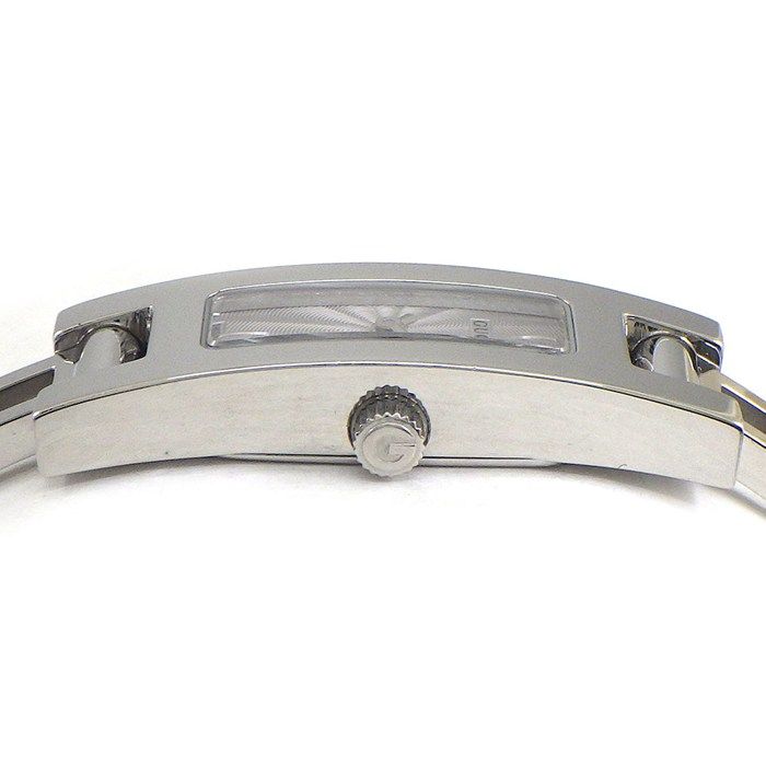 Gucci Watch Bangle Rectangular Silver Guilloche Dial SS Quartz Analog — view 2