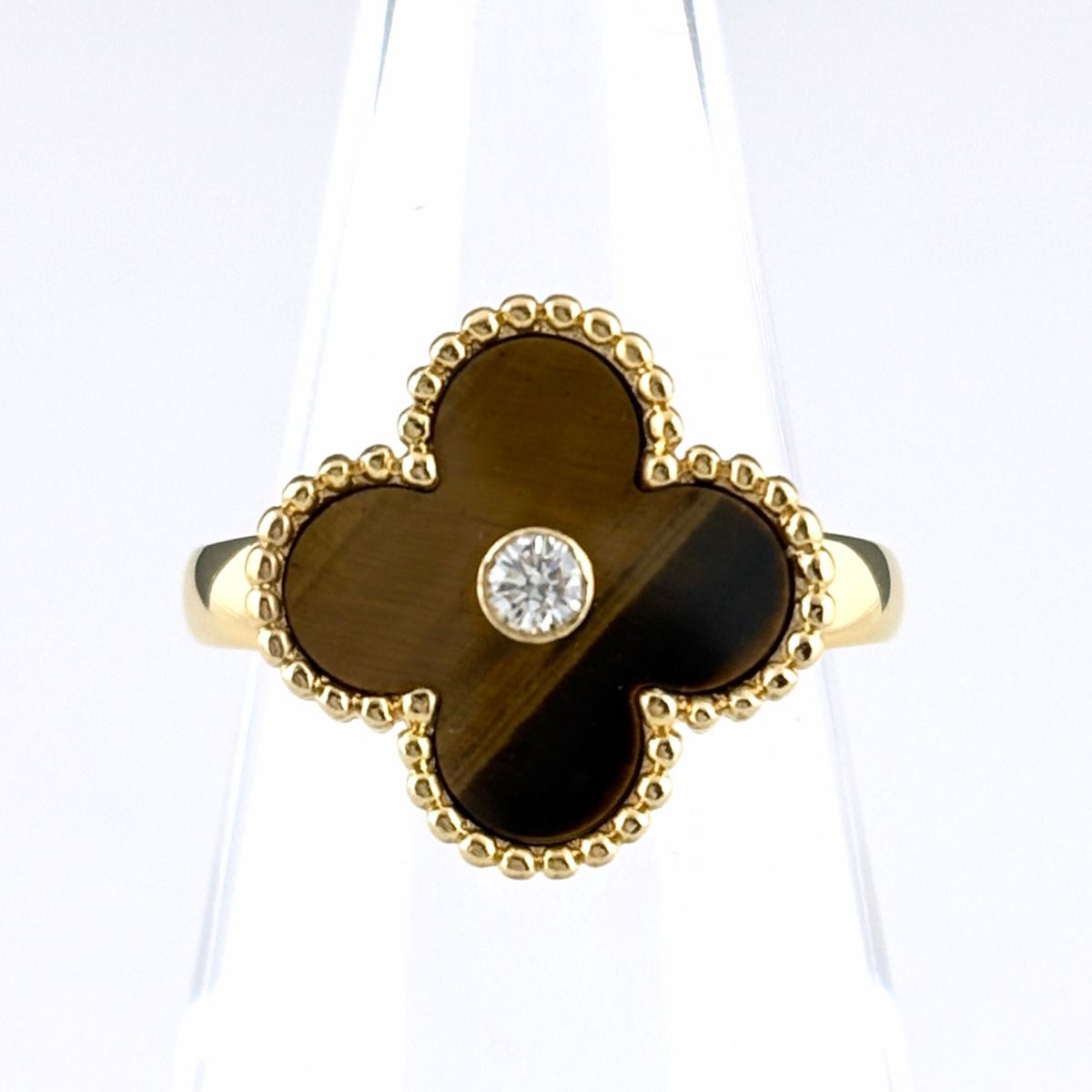 Van Cleef & Arpels Vintage Alhambra Ring Yellow Gold Diamond Tiger Zooeye