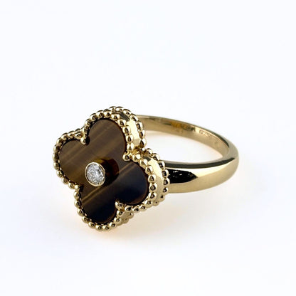 Van Cleef & Arpels Vintage Alhambra Ring Yellow Gold Diamond Tiger Zooeye — view 3