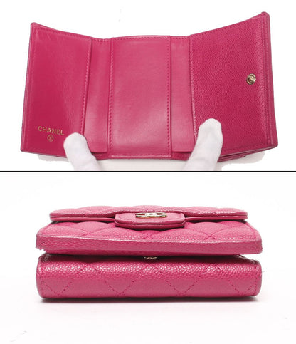 Chanel Trifold Wallet Gold Caviar Leather Quilted — view 4