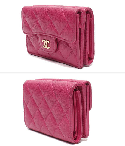 Chanel Trifold Wallet Gold Caviar Leather Quilted — view 3