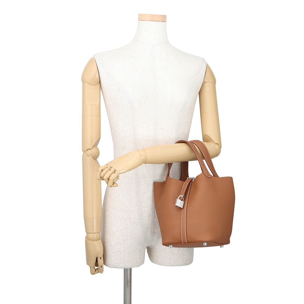 Hermes Handbag Picotin Lock PM Gold Silver Taurillon Clemence Tote Bag — view 4