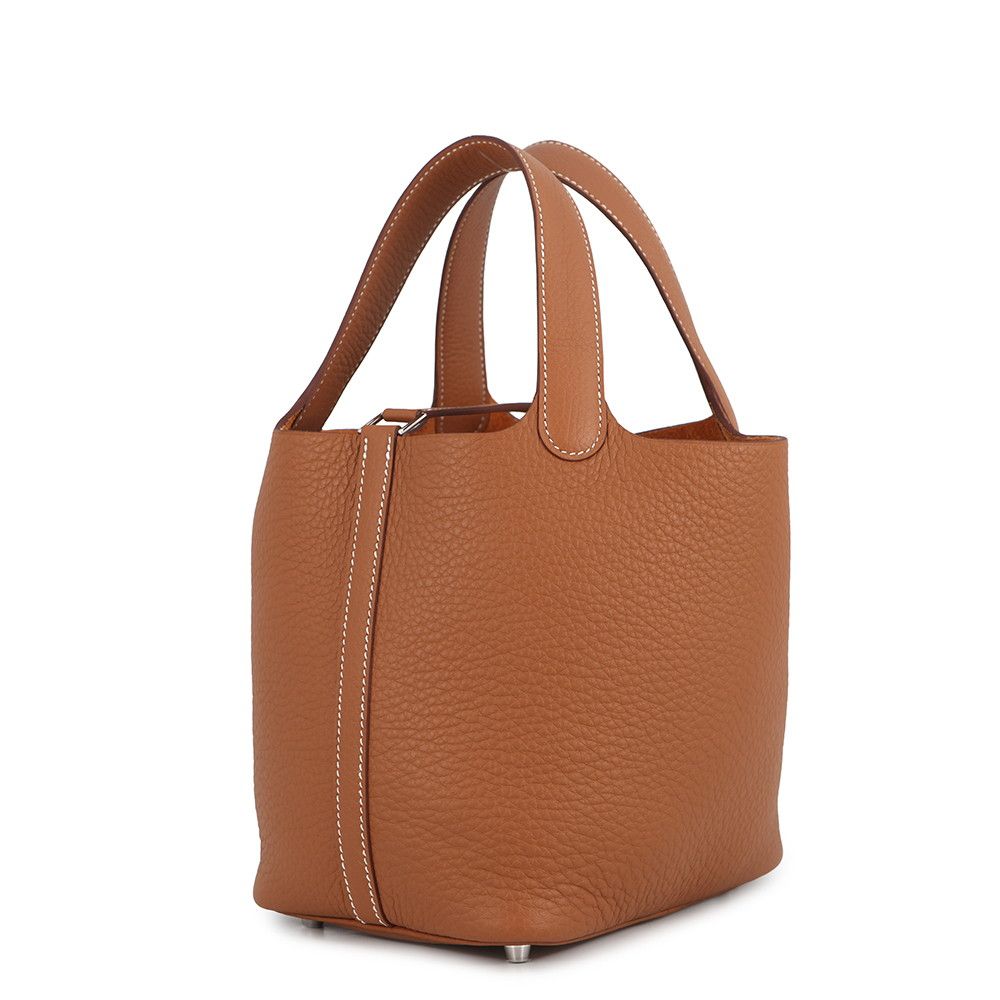 Hermes Handbag Picotin Lock PM Gold Silver Taurillon Clemence Tote Bag — view 2