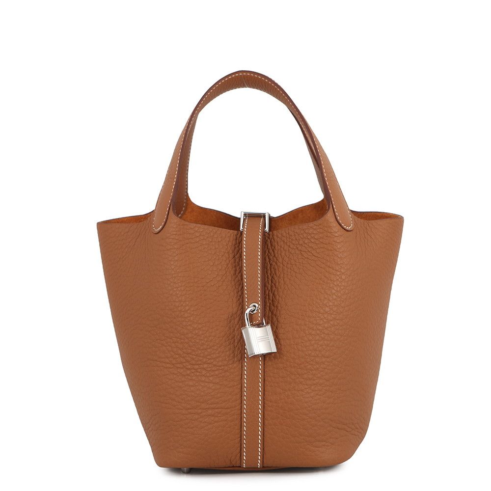 Hermes Handbag Picotin Lock PM Gold Silver Taurillon Clemence Tote Bag