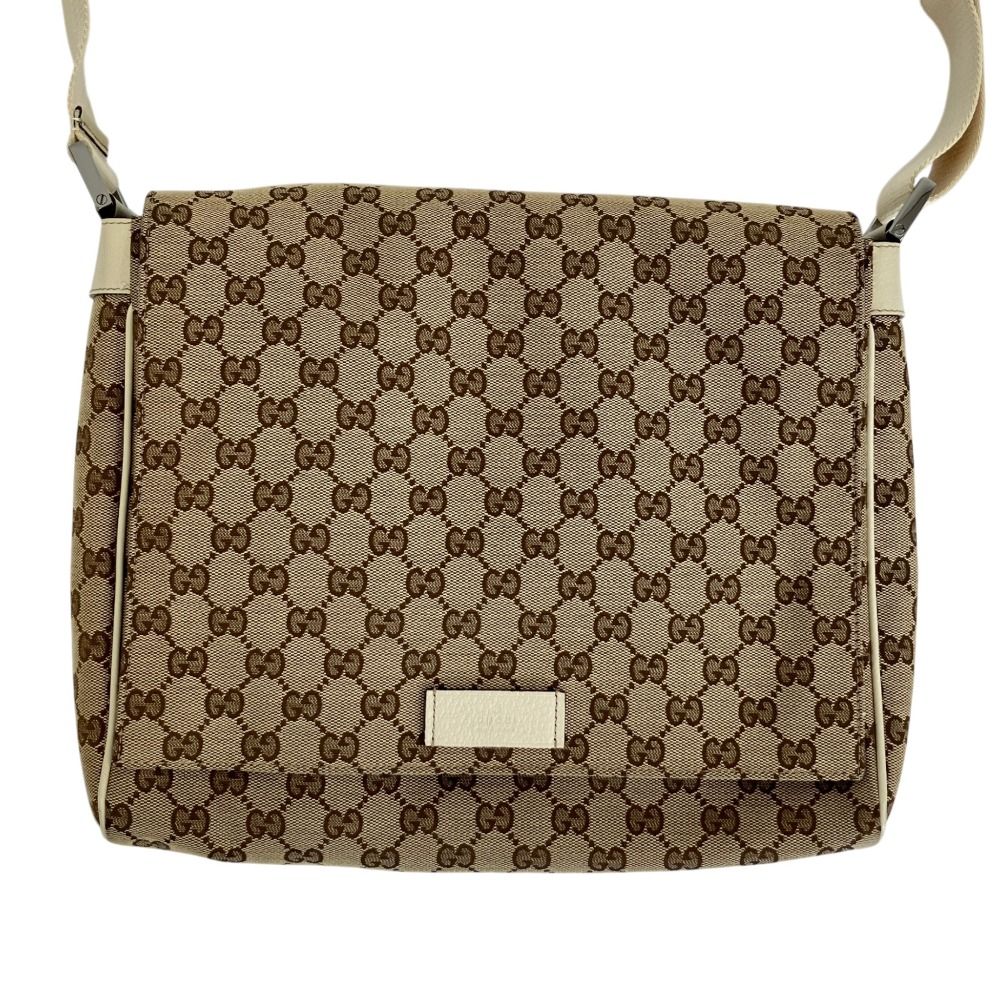 Gucci GG Canvas Messenger Bag Beige