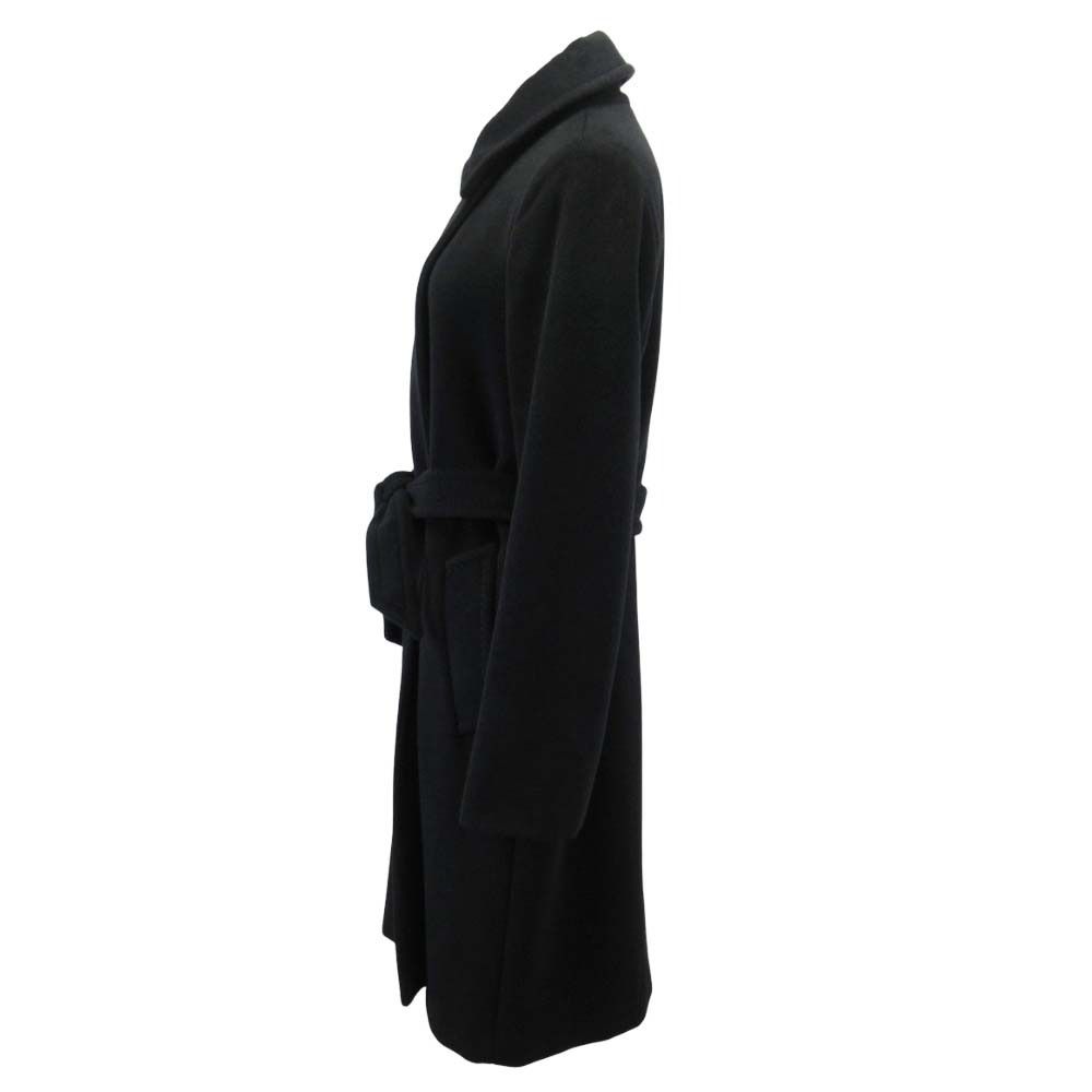 Max Mara Silver Tag Wool Angora Melton Belted Coat Double Breasted 36 Black — view 3
