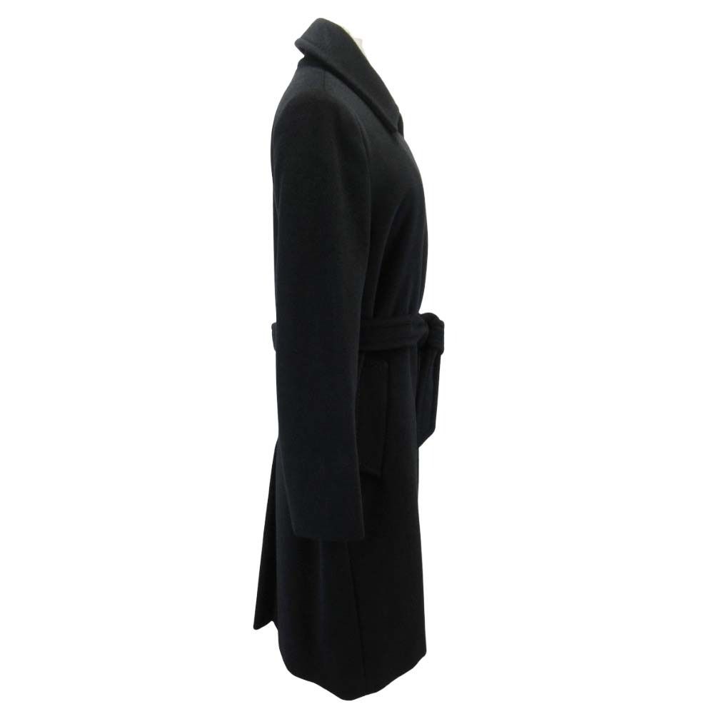 Max Mara Silver Tag Wool Angora Melton Belted Coat Double Breasted 36 Black — view 4
