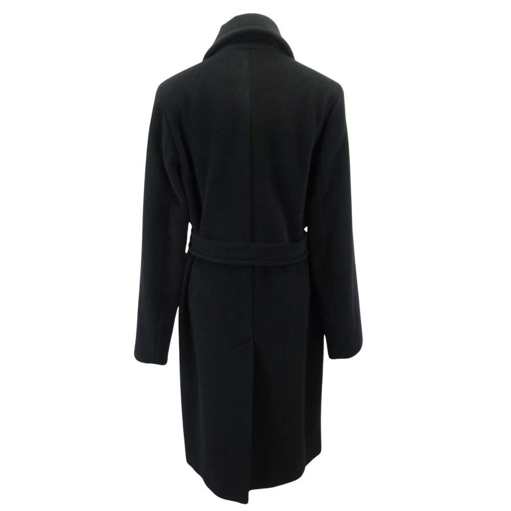 Max Mara Silver Tag Wool Angora Melton Belted Coat Double Breasted 36 Black — view 5