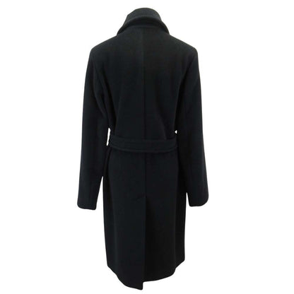 Max Mara Silver Tag Wool Angora Melton Belted Coat Double Breasted 36 Black — view 5