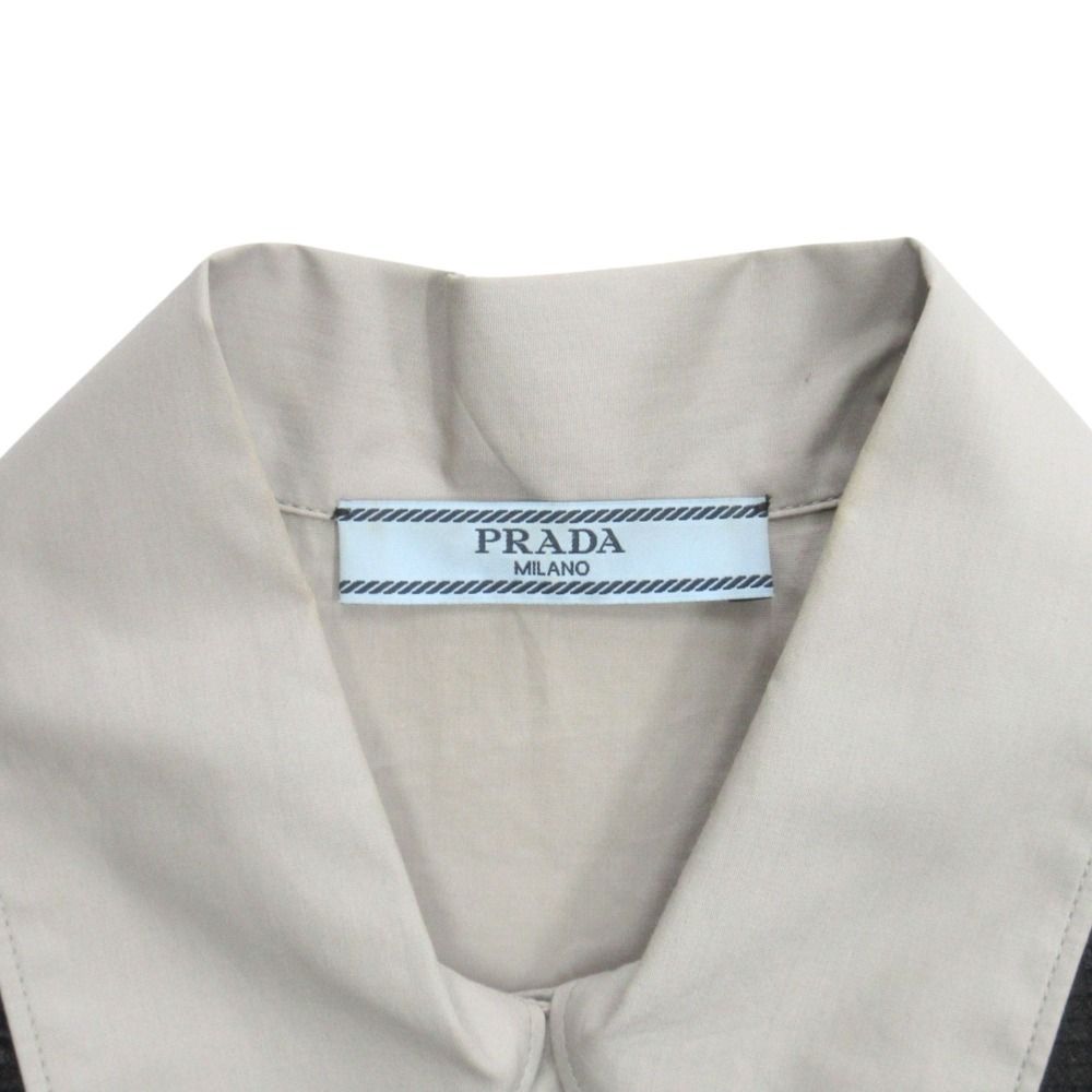 Prada Ruffle Shirt Blouse Top Short Sleeve Archive Runway Worn 38 Gray — view 5