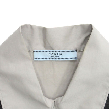 Prada Ruffle Shirt Blouse Top Short Sleeve Archive Runway Worn 38 Gray — view 5