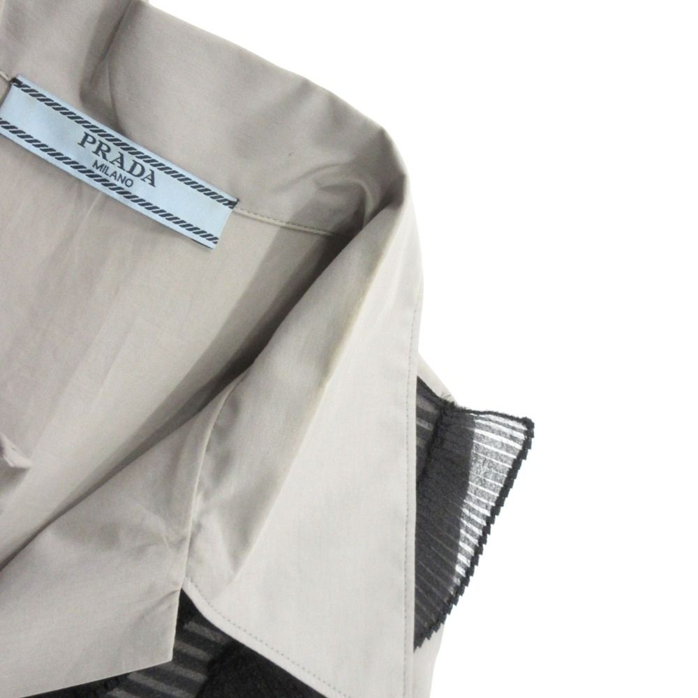 Prada Ruffle Shirt Blouse Top Short Sleeve Archive Runway Worn 38 Gray — view 8