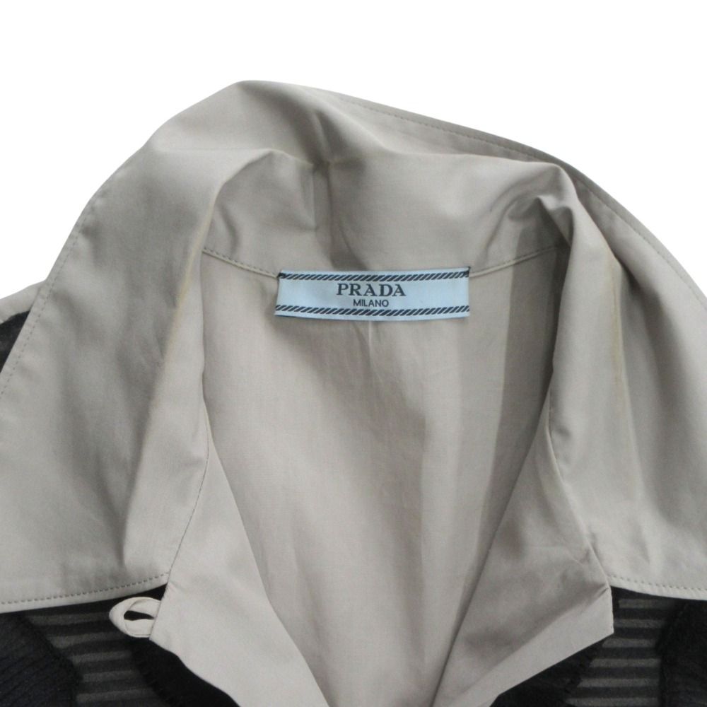 Prada Ruffle Shirt Blouse Top Short Sleeve Archive Runway Worn 38 Gray — view 7