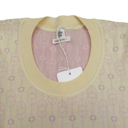 Hermes Cliquetis Silk Knit Dress Chaine D'Ancre Jacquard Short Sleeve 36 Beige — view 5