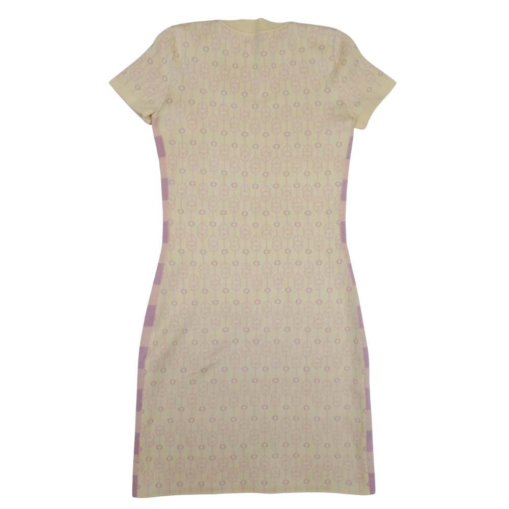 Hermes Cliquetis Silk Knit Dress Chaine D'Ancre Jacquard Short Sleeve 36 Beige — view 2