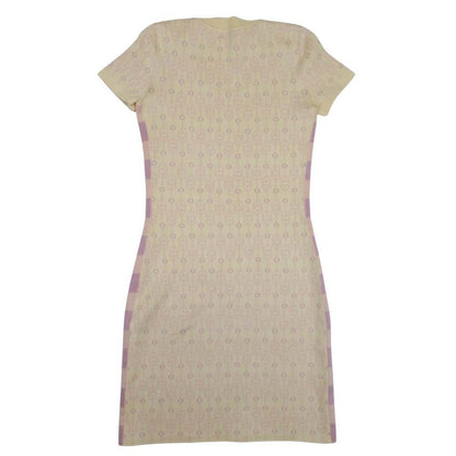 Hermes Cliquetis Silk Knit Dress Chaine D'Ancre Jacquard Short Sleeve 36 Beige — view 2
