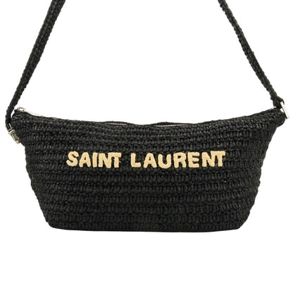 Saint Laurent Paris le Raffia Shoulder Bag Black — view 2