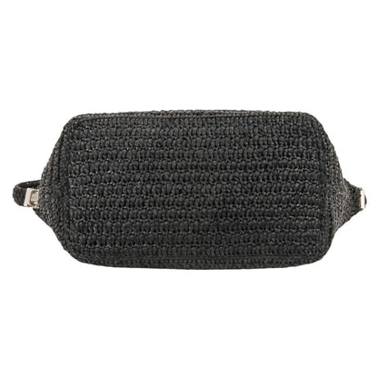 Saint Laurent Paris le Raffia Shoulder Bag Black — view 5