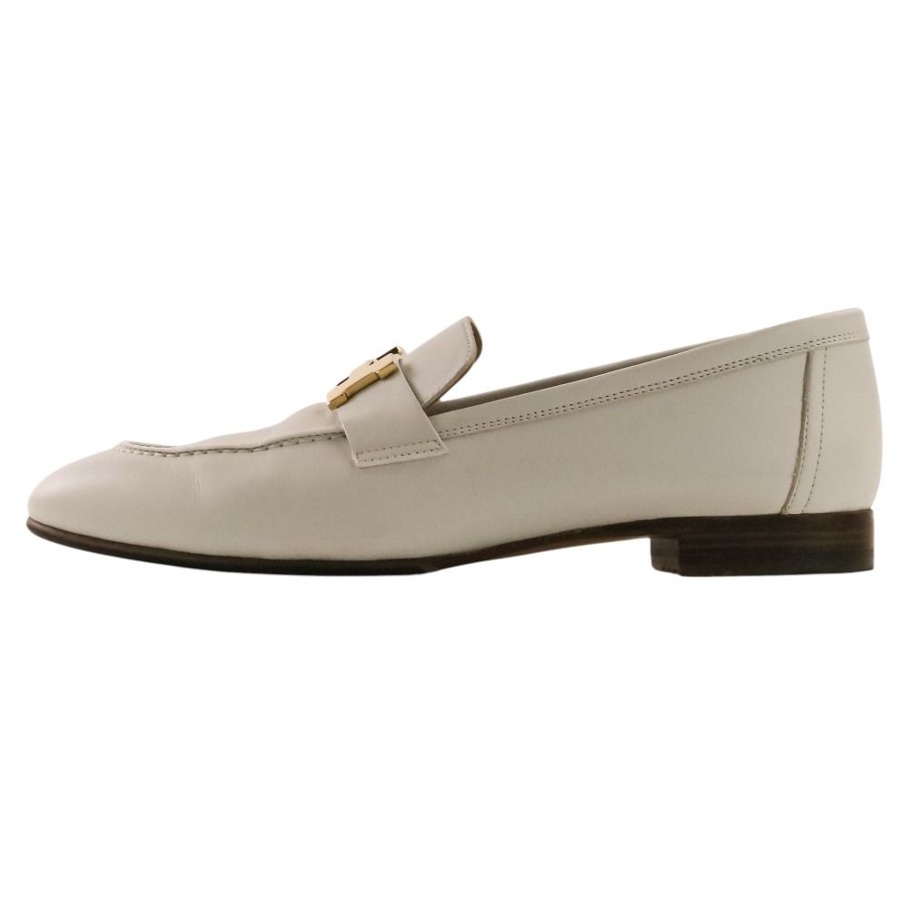 Hermes Leather Moccasins Paris Loafers Pumps Shoes White 38 — view 3