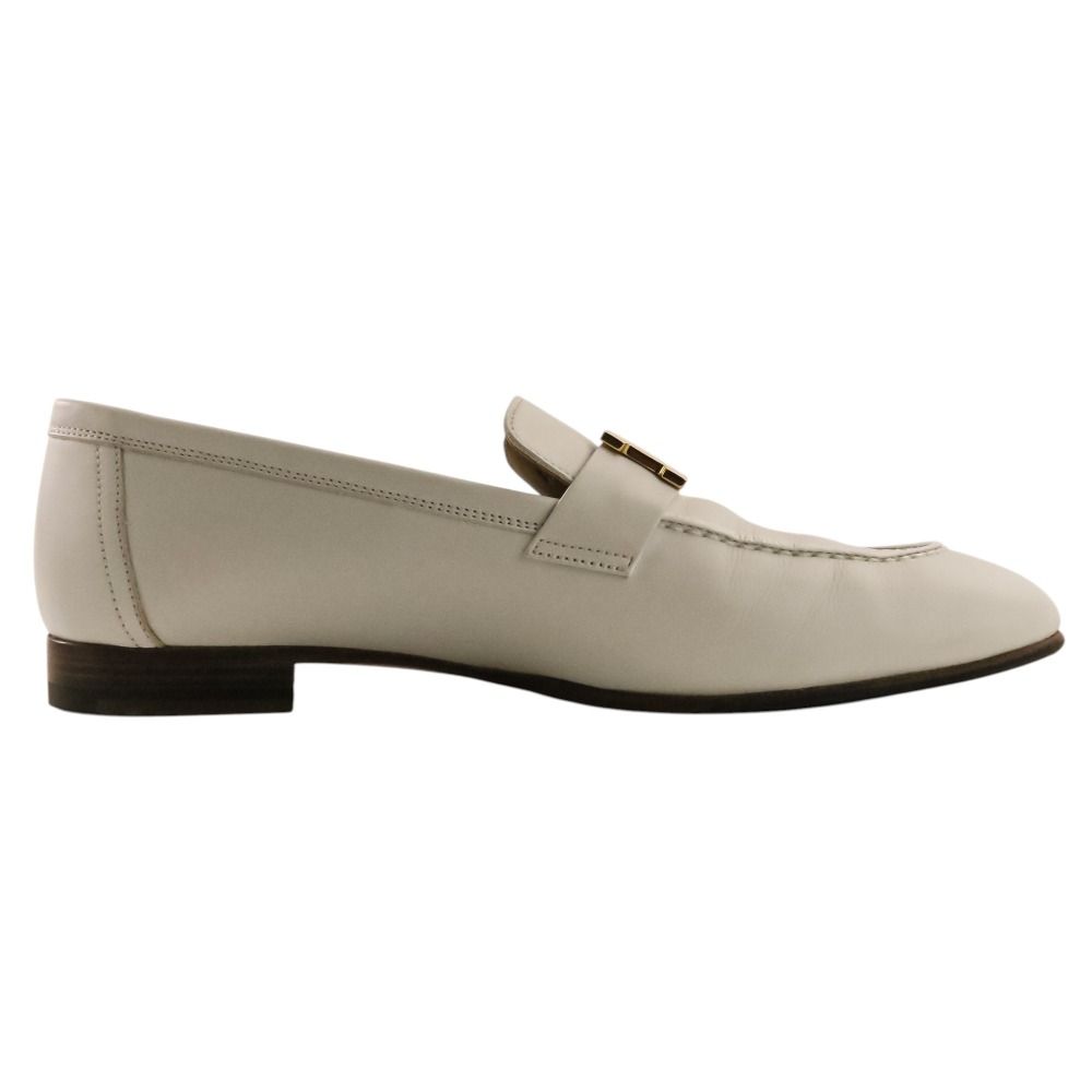 Hermes Leather Moccasins Paris Loafers Pumps Shoes White 38 — view 4
