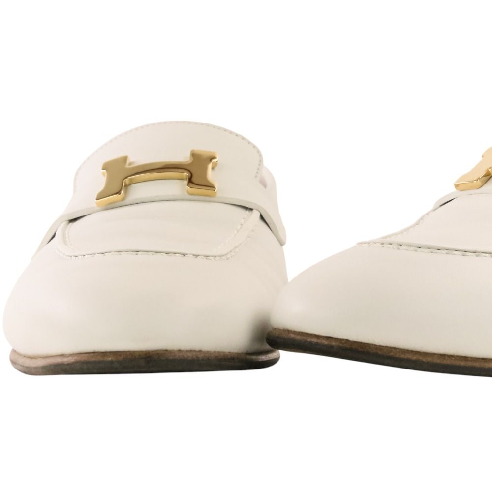 Hermes Leather Moccasins Paris Loafers Pumps Shoes White 38 — view 6