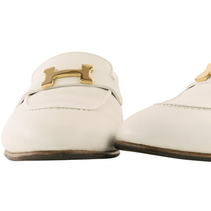 Hermes Leather Moccasins Paris Loafers Pumps Shoes White 38 — view 6