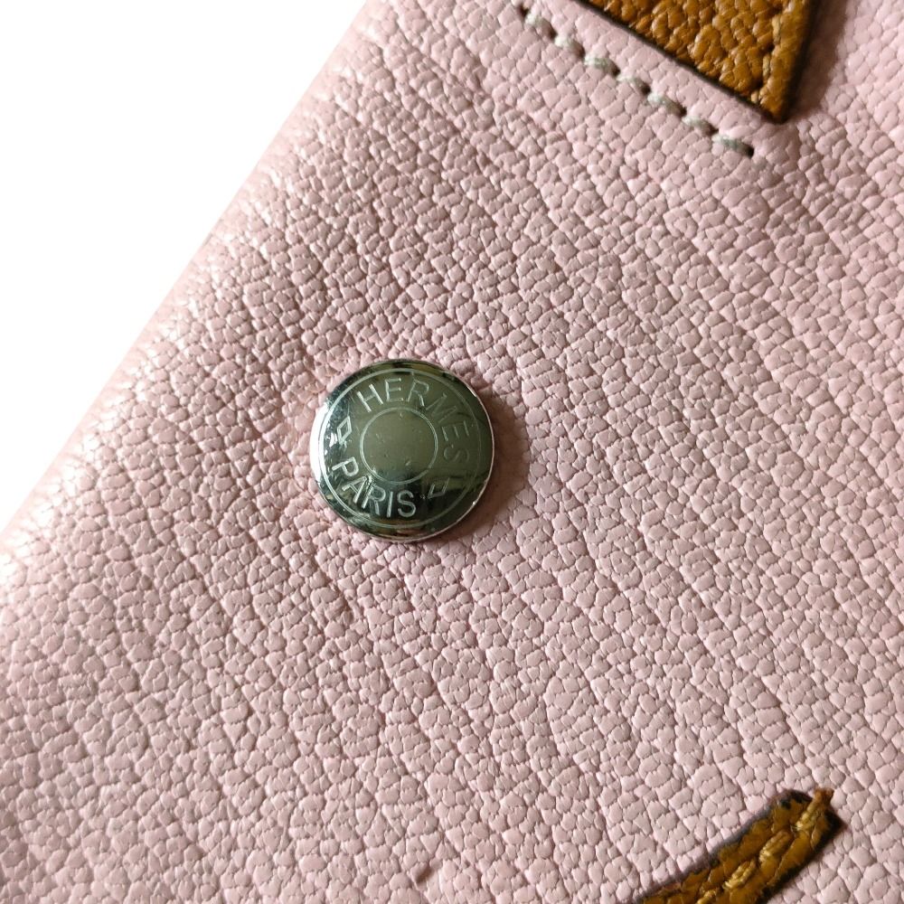 Hermes Leather Cheval Paddock Horse Motif Compact Wallet Coin Purse Pink — view 4