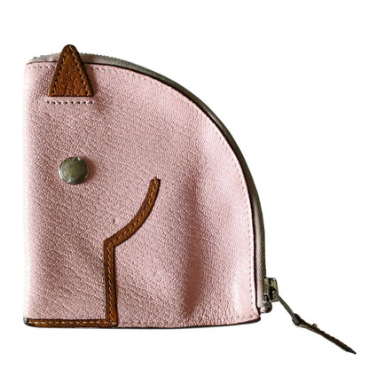 Hermes Leather Cheval Paddock Horse Motif Compact Wallet Coin Purse Pink — view 2