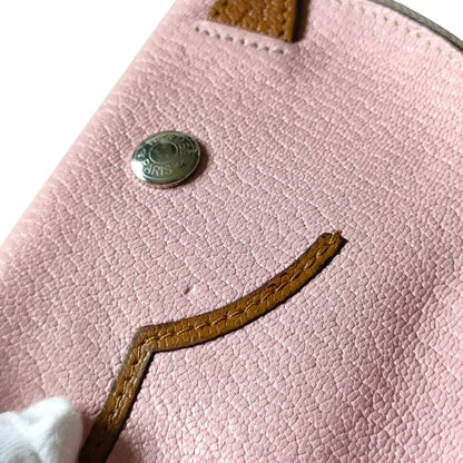Hermes Leather Cheval Paddock Horse Motif Compact Wallet Coin Purse Pink — view 3