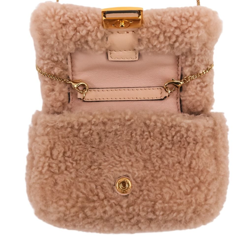 Fendi Nano Baguette Charm Mini Shoulder Bag Pink Beige — view 6