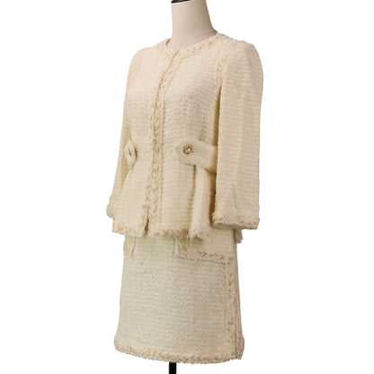 Chanel 10P Tweed Jacket Skirt Set 36 Beige — view 2