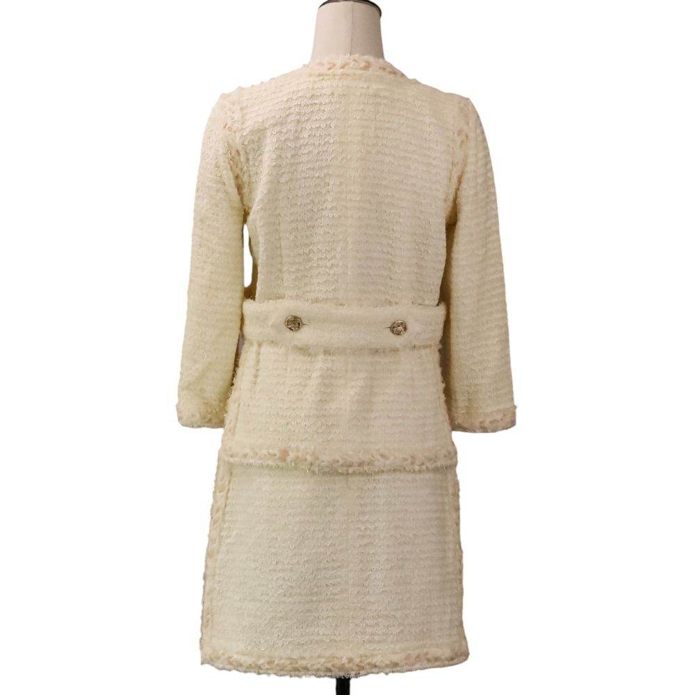 Chanel 10P Tweed Jacket Skirt Set 36 Beige — view 4